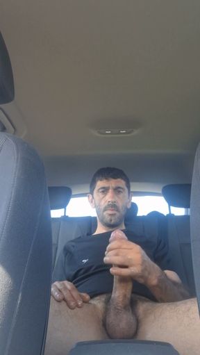 Mature men masturbating naked in the car'