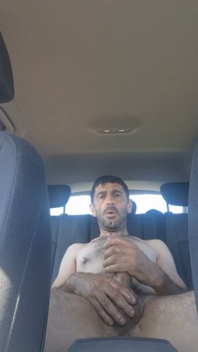 Mature men masturbating naked in the car'