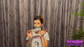 GrasyRose Gags Herself With Silver Duct Tape