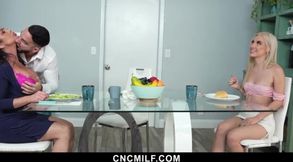 Stepmom and Stepsister Can't Wait to Please Their New Housemate!