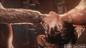 Lara Croft Addicted to Hard Sex, Eating a Huge Cock! | Huge Cock in Her Wet and Creamy Pussy | Radroachhd