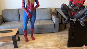 - Oh, no, I was bitten by a black spider! - And I was bitten by a red one  Let's squirt!