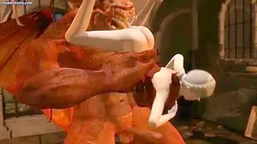 Racy and wild  sex-crazed monster ravishes beautiful blonde with passionate licking and fierce fucking