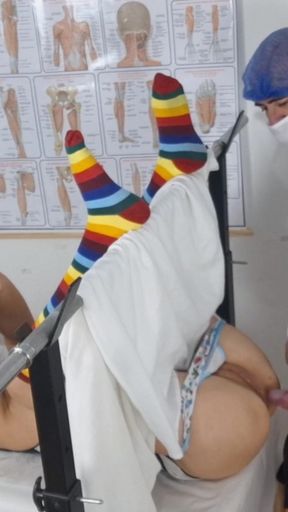 Girl for the First Time at the Gynecologist.