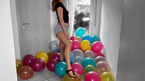 stomp popping 50 balloons in sandals pt. 2
