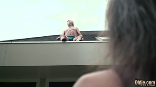 70 year old grandpa fucks 18 year old girl moans with pleasure and swallows