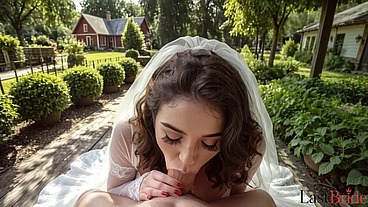 Perfect frame destruction: I made this unfaithful bride stain her white wedding dress, roughly slamming my huge cock [AI]
