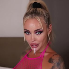 bimbo, bukkake, gooned porn, Sexy Japanese Model, video created by AI