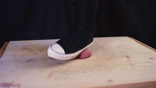 Cock Crushing Full Weight in High Converse Shoes - Bootjob, Shoejob