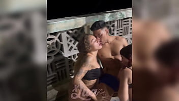 Black stud bangs white goth chick and cute surfer in taboo threesome