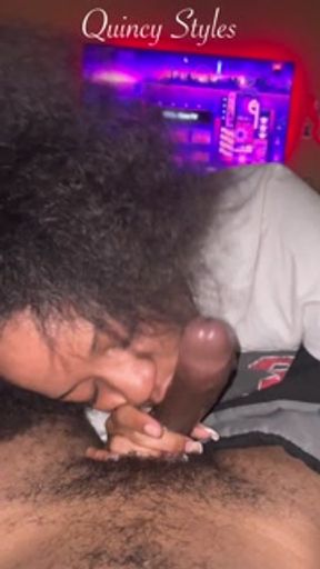 Quickie BlowJob from Babysitter while wifey away