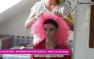 Adelle Unicorn Makeup backstage from photoshoot