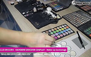 Adelle Unicorn Makeup backstage from photoshoot