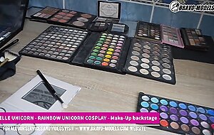 Adelle Unicorn Makeup backstage from photoshoot