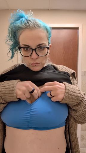 Nipple clamps on beated tits