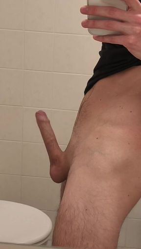 Long cock in front of the mirror