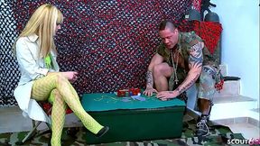 Slim Nymphomaniac Girl Jakline Teen Rough Fuck after Party by muscled Guy