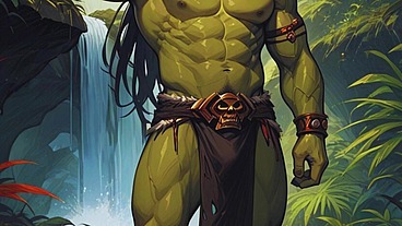 Orc sticks his big cock in the elf femboys hot ass until he cums inside!