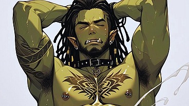 Orc sticks his big cock in the elf femboys hot ass until he cums inside!