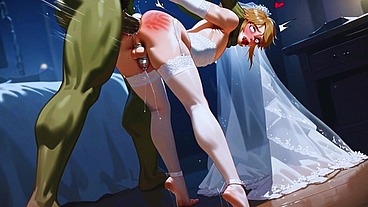 Orc sticks his big cock in the elf femboys hot ass until he cums inside!