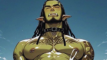 Orc sticks his big cock in the elf femboys hot ass until he cums inside!