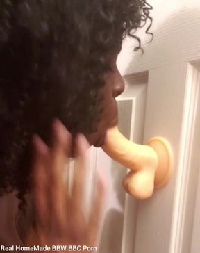 Blowjob Practice Sucking Mounted Dildo