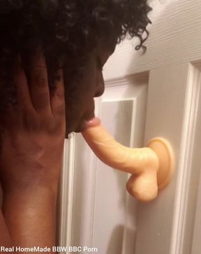 Blowjob Practice Sucking Mounted Dildo