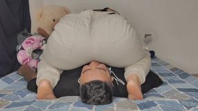 I'll open your mouth, slave, all my farts going in there, my big ass farts in jeans in your face, mouth