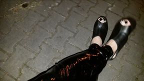 Sexy Crossdresser in Very High Wedges in Public