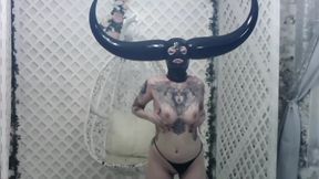 Horned Latex Mask and Pvc Striptease
