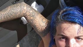 Outdoor Toys, Squirting, Blow Job and Pee in the Desert - Car Exhibitionist