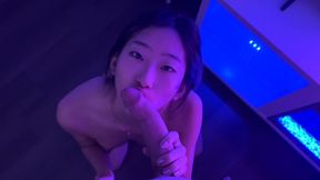 Dirty depraved degenerate Asian teen Raya Steele orally devours my cock&#x1F346;, then gets face-fucked and covered in my jizz.