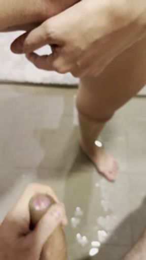 She pissing on my dick while I’m jerking.