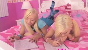 Thin blonde little lexy lezbian fingering twat