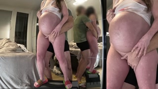 9th month big belly standing fuck with horny GF