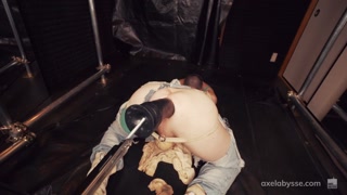 Dirty pig destroys his hole rammed by fuck machine