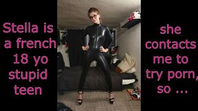 first scene for this shy french teen (18yo) in latex catsuit. i teach her how to do porn. his father should be proud