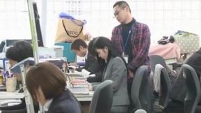 Exotic Japanese whore Aya Eikura, Risa Sanada in Fabulous Public, Office JAV scene