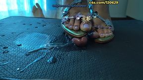 715 Bootjob featuring beautiful floral footwear and French-tip nails.