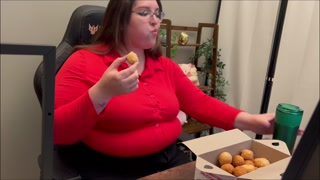 The secretary keeps eating donuts
