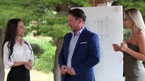 slutty seminars chapter 1: bi hotties shalina devine and cara mella enjoy poolside strap on fun gp3357