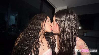 Two 18yo Latin girls deep throat and swallow cum in wild threesome