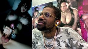 moody big breast transgender girl cumming on herself in the dark, ai generated
