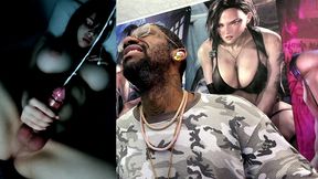moody big breast transgender girl cumming on herself in the dark, ai generated