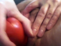 Mature Amateur Hairy Girl Masturbating with Aubergine