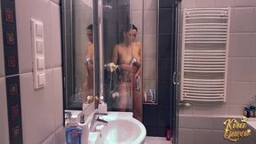 kira queen gives head to her spying lover matt bird in the shower!