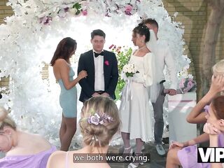 VIP4K. Bride was screwed hard and got anal creampie whilst guests were watching