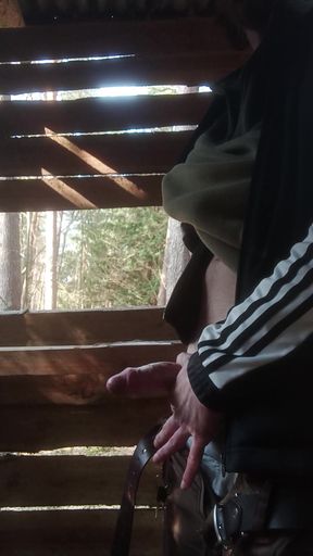 Wild jerking off &amp; pissing in the forest