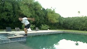 American Model Trent, Jumps into Pool