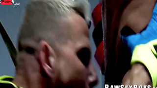 Slutty bottom Archer Croft is dildo fucked and barebacked by hung Jordan Starr